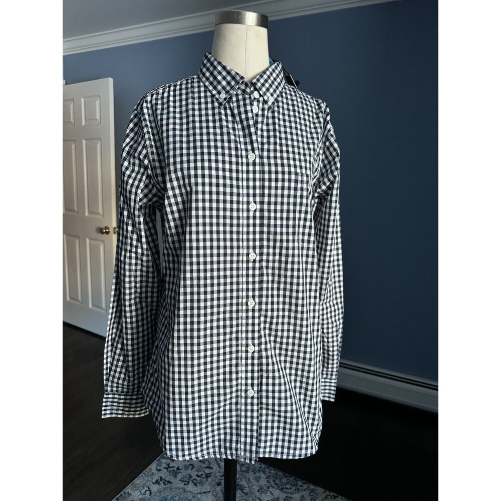 NWOT Chef Works ladies gingham button down blouse Medium